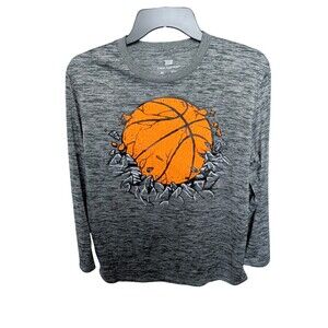 Tek Gear Boys' XL Gray Heathered Basketball Dry-Tek Long Sleeve Shirt